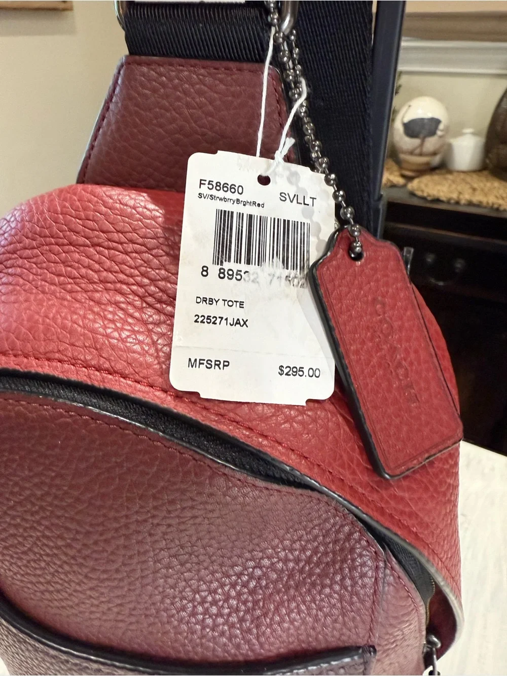 Coach Men's Manhattan Derby Tote Burgundy Leather Sling Backpack